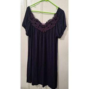 Vivienne Tam Womens Medium Patch Work Soft Knit Casual Purple Blue Dress Pockets